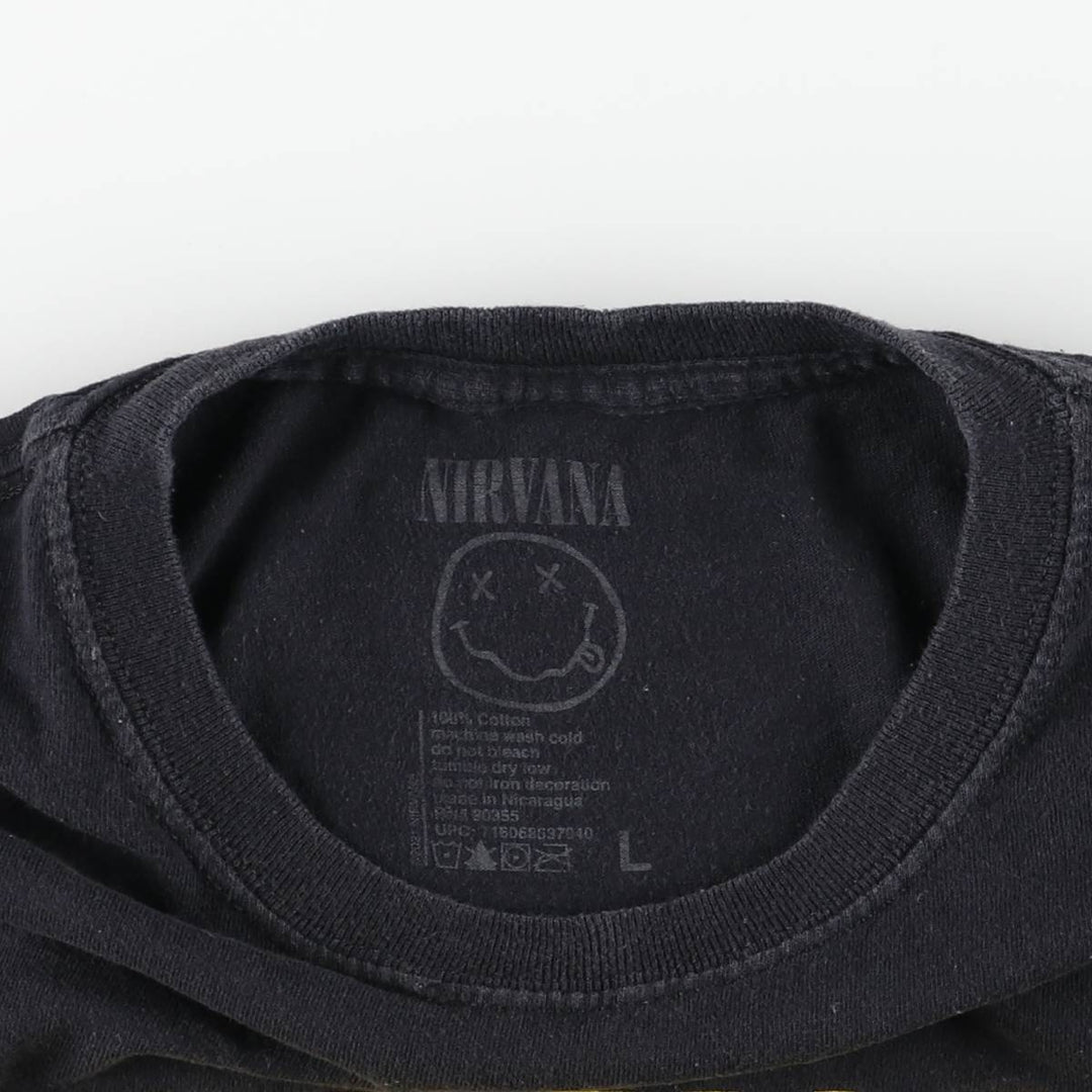 NIRVANA Nirvana Band T-shirt, Band T, Men's L size cotton black type Vintage Second Hand
