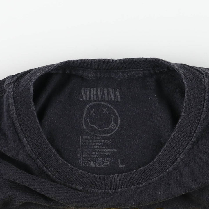 NIRVANA Nirvana Band T-shirt, Band T, Men's L size cotton black type Vintage Second Hand