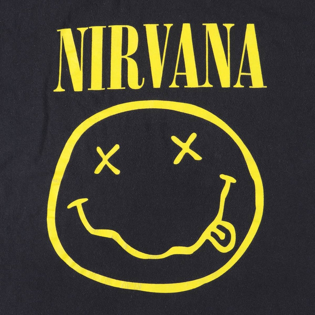 NIRVANA Nirvana Band T-shirt, Band T, Men's L size cotton black type Vintage Second Hand