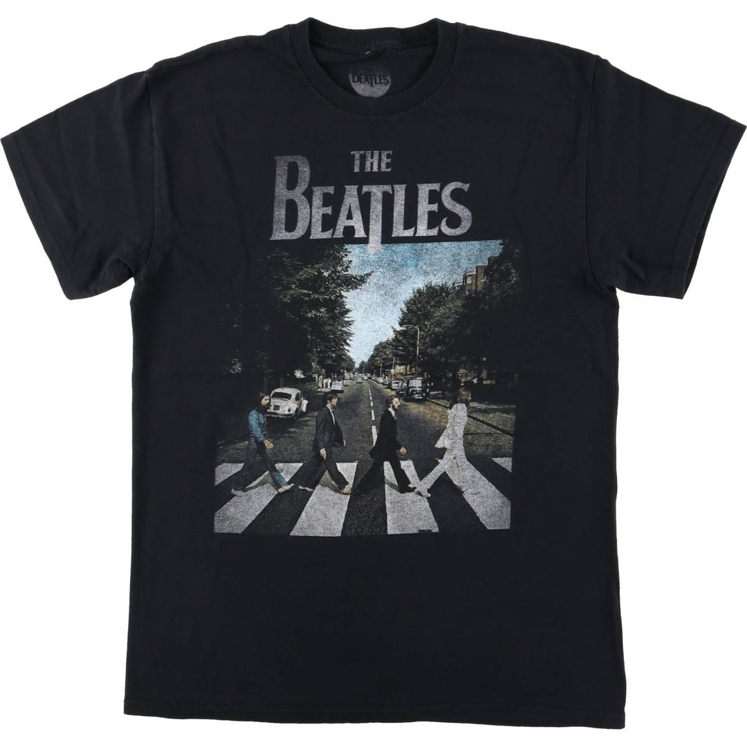 THE BEATLES Band T-shirt, Men's M size cotton black type Vintage Second Hand