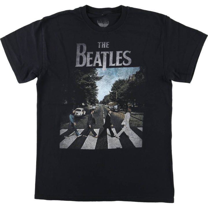THE BEATLES Band T-shirt, Men's M size cotton black type Vintage Second Hand