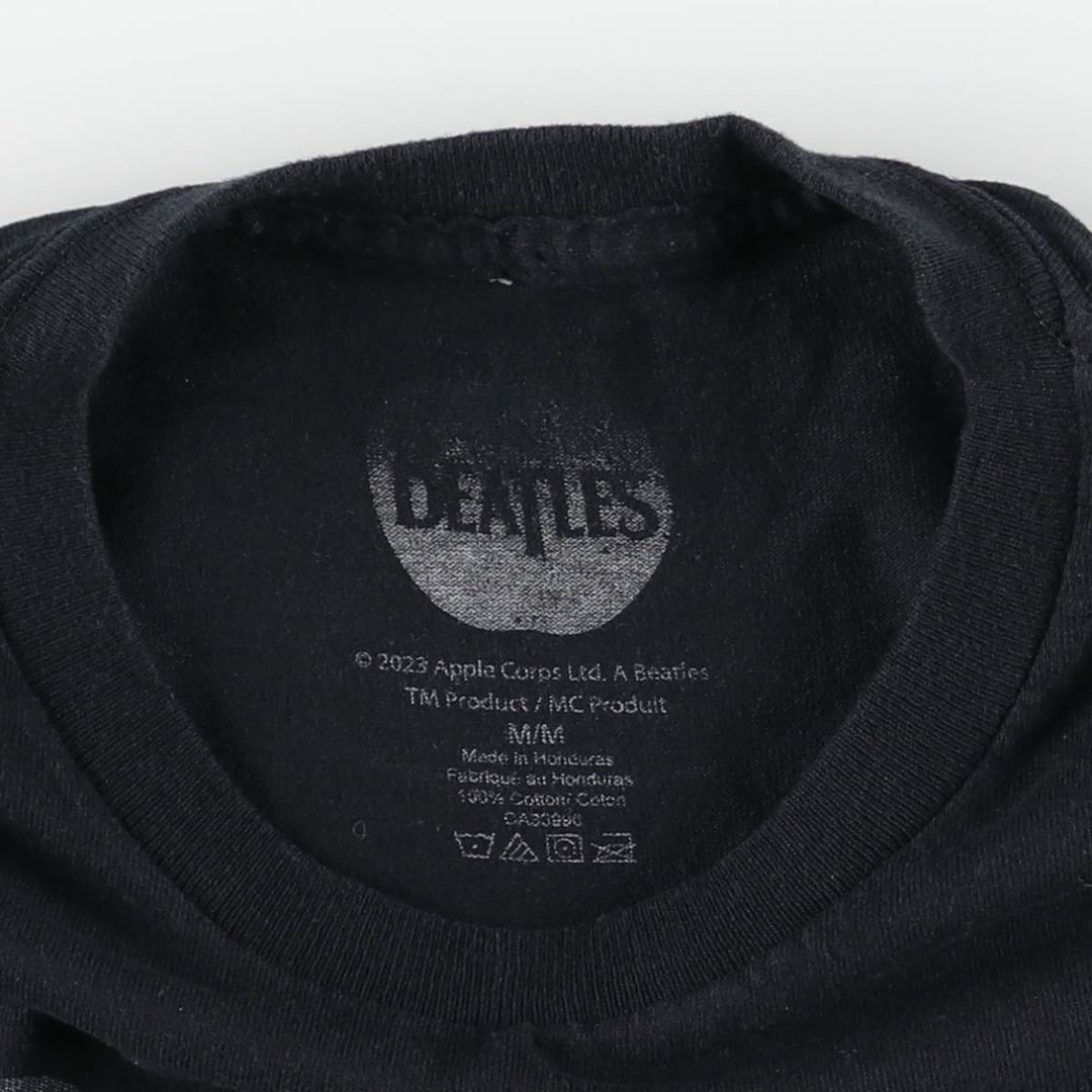 THE BEATLES Band T-shirt, Men's M size cotton black type Vintage Second Hand