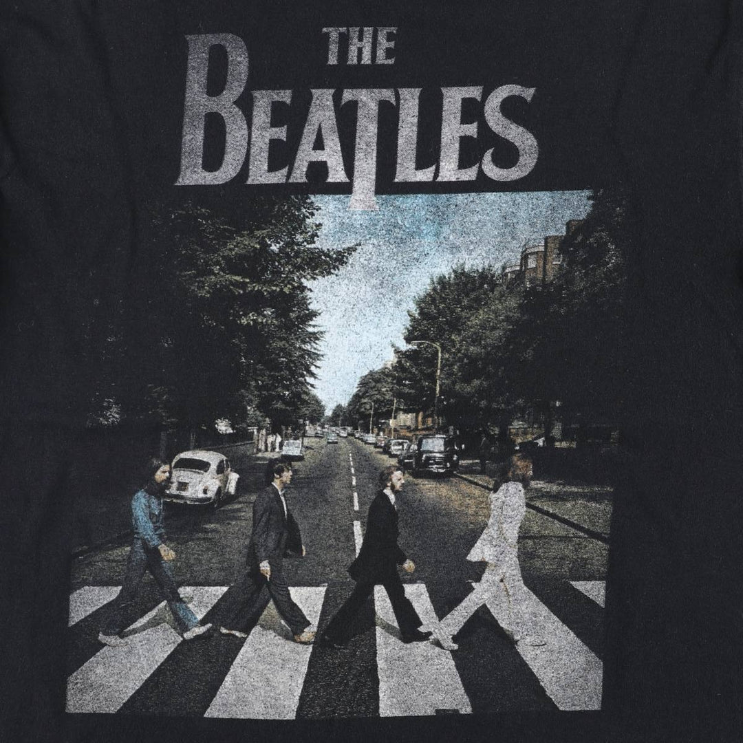 THE BEATLES Band T-shirt, Men's M size cotton black type Vintage Second Hand