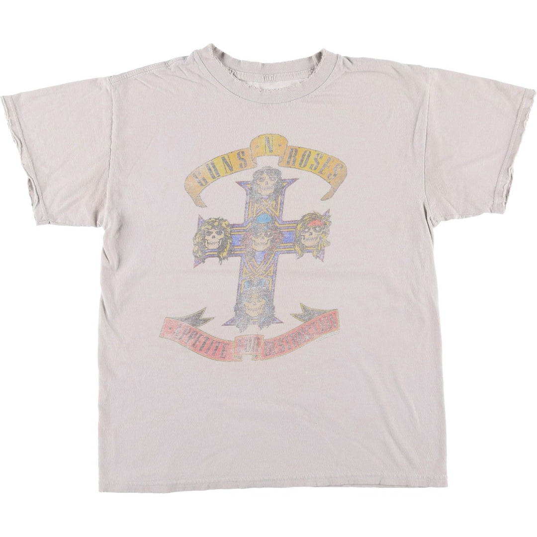 Bravado GUNS N' ROSES Skull Pattern Band T-Shirt (Men's Size M) unclear gray type Vintage Second Hand