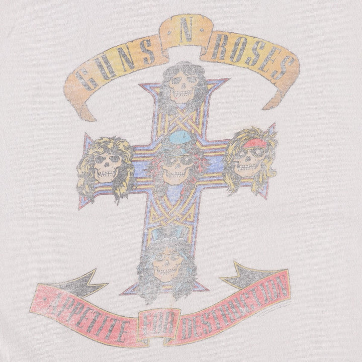 Bravado GUNS N' ROSES Skull Pattern Band T-Shirt (Men's Size M) unclear gray type Vintage Second Hand