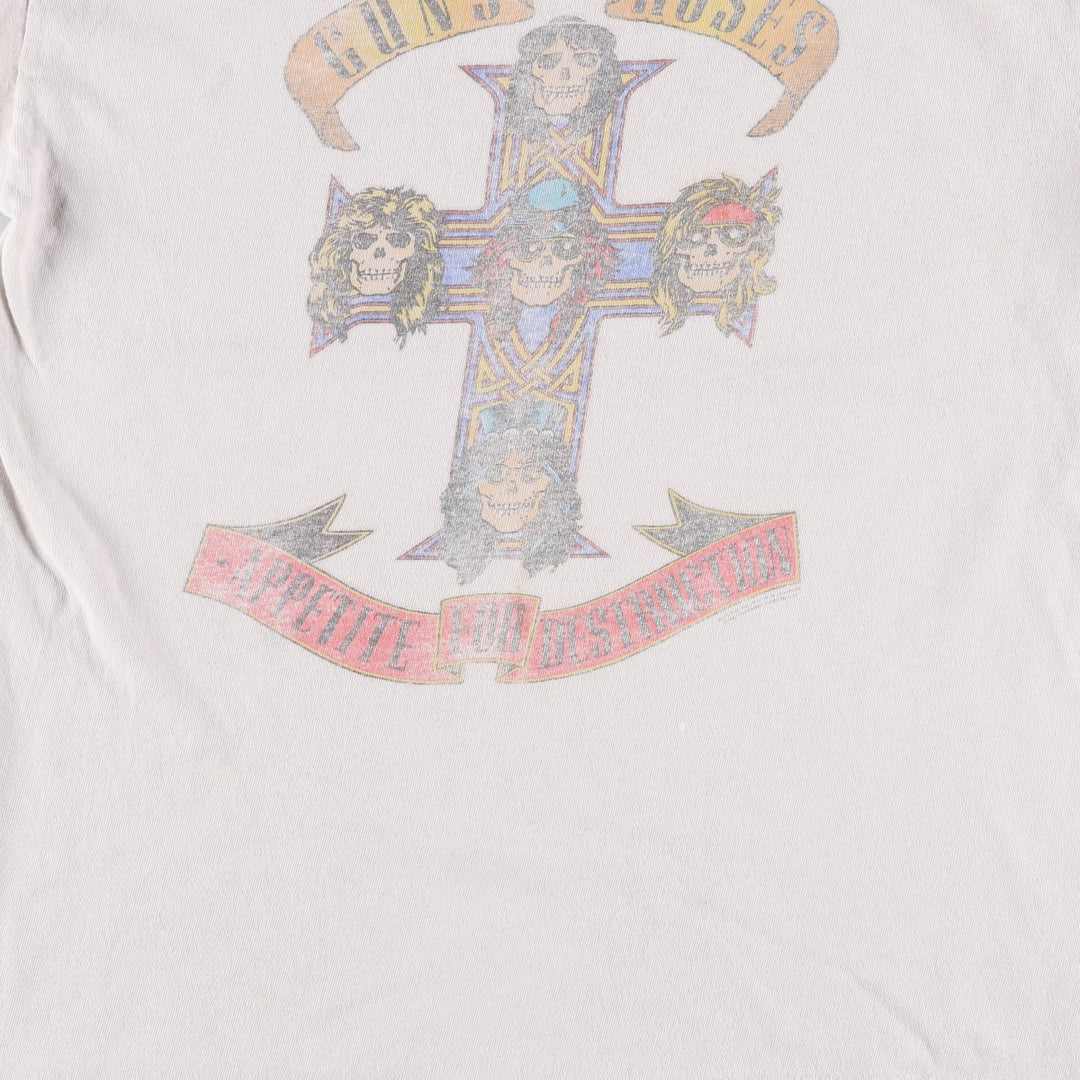 Bravado GUNS N' ROSES Skull Pattern Band T-Shirt (Men's Size M) unclear gray type Vintage Second Hand
