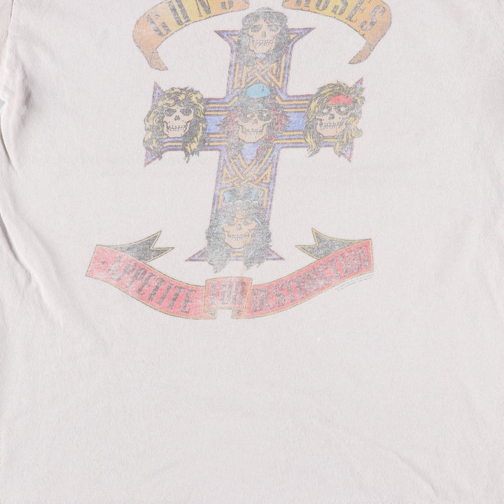 Bravado GUNS N' ROSES Skull Pattern Band T-Shirt (Men's Size M) unclear gray type Vintage Second Hand