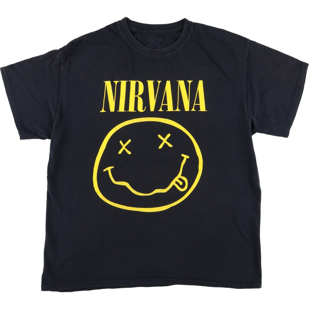 NIRVANA Nirvana Band T-shirt, Band T, Men's L size cotton black type Vintage Second Hand