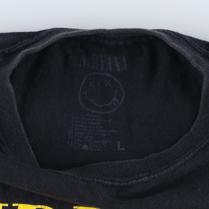 NIRVANA Nirvana Band T-shirt, Band T, Men's L size cotton black type Vintage Second Hand