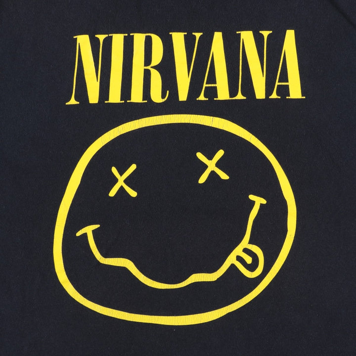 NIRVANA Nirvana Band T-shirt, Band T, Men's L size cotton black type Vintage Second Hand