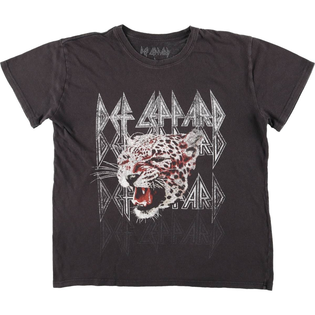 DEF LEPPARD Def Leppard Leopard Pattern Leopard Pattern Band T-shirt Band T Men's L size cotton black type Vintage Second Hand