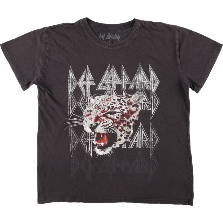 DEF LEPPARD Def Leppard Leopard Pattern Leopard Pattern Band T-shirt Band T Men's L size cotton black type Vintage Second Hand