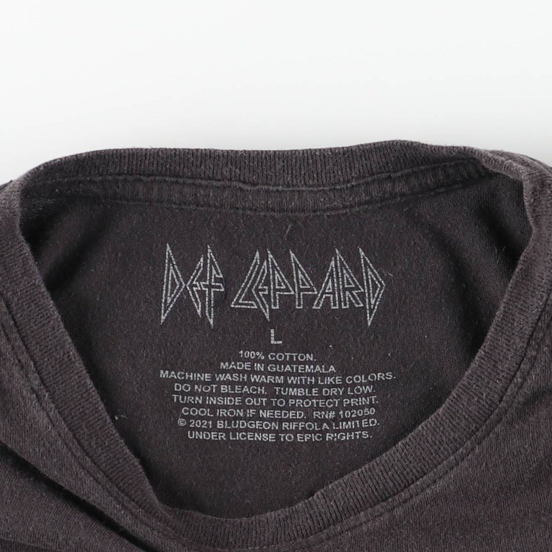DEF LEPPARD Def Leppard Leopard Pattern Leopard Pattern Band T-shirt Band T Men's L size cotton black type Vintage Second Hand