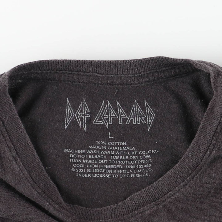 DEF LEPPARD Def Leppard Leopard Pattern Leopard Pattern Band T-shirt Band T Men's L size cotton black type Vintage Second Hand