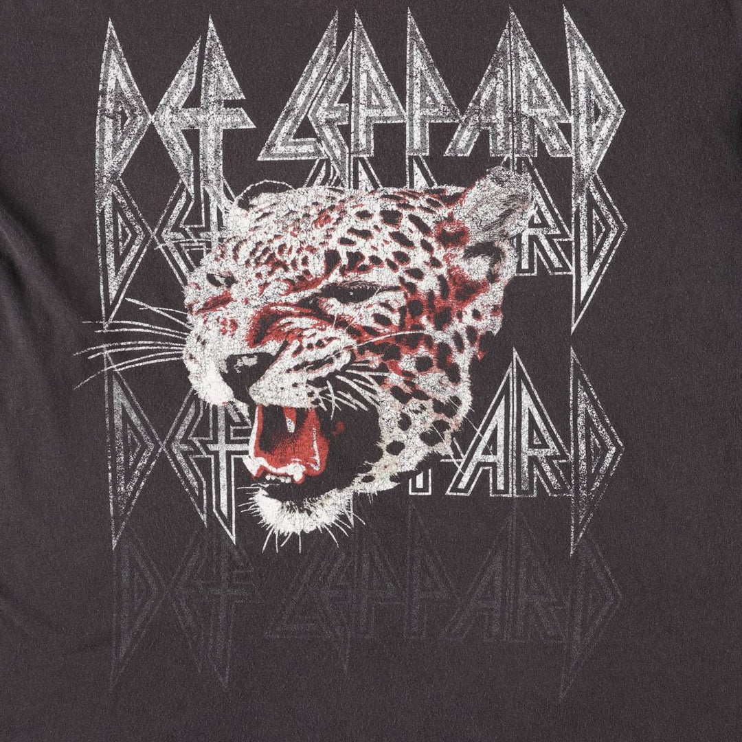 DEF LEPPARD Def Leppard Leopard Pattern Leopard Pattern Band T-shirt Band T Men's L size cotton black type Vintage Second Hand