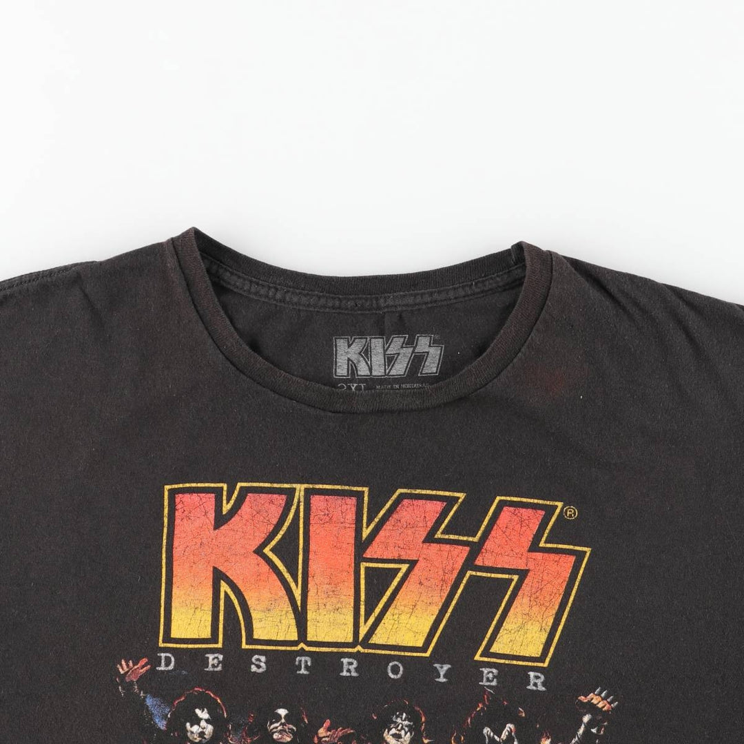 KISS Band T-shirt, Band T, Men's XXL size cotton black type Vintage Second Hand
