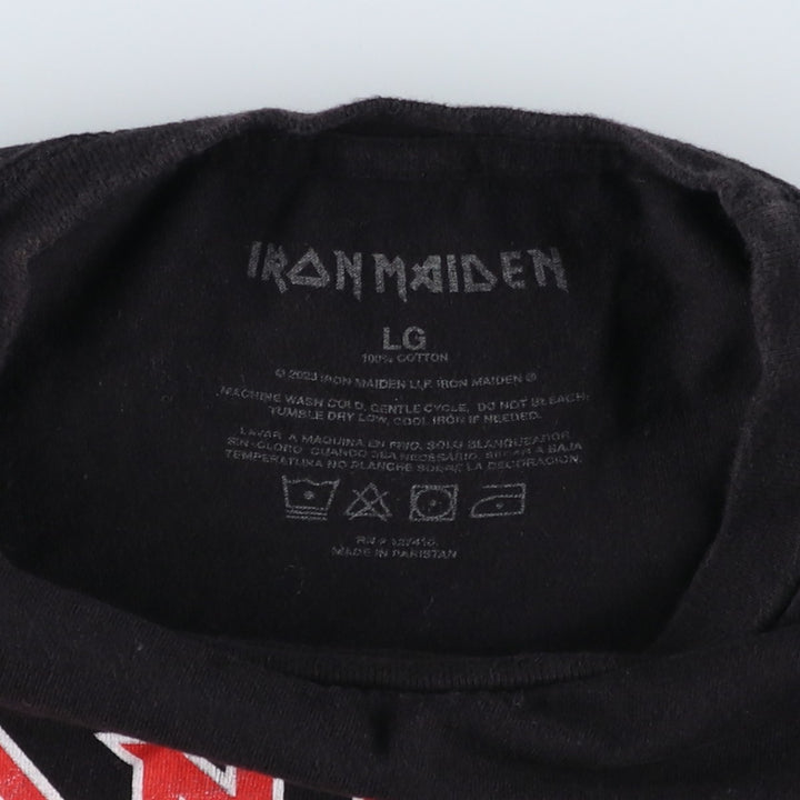 IRON MAIDEN Iron Maiden Band T-shirt Band T Men's L size cotton black type Vintage Second Hand