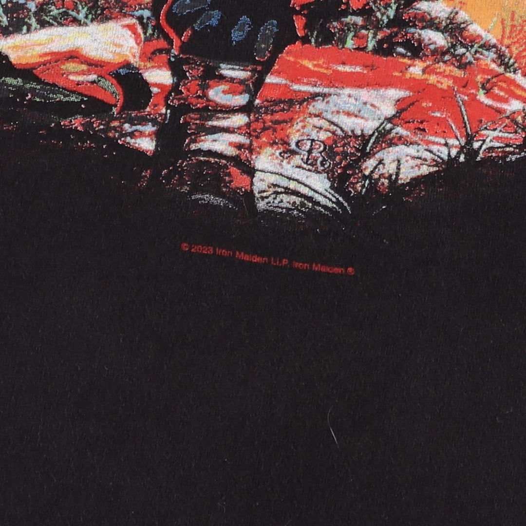 IRON MAIDEN Iron Maiden Band T-shirt Band T Men's L size cotton black type Vintage Second Hand