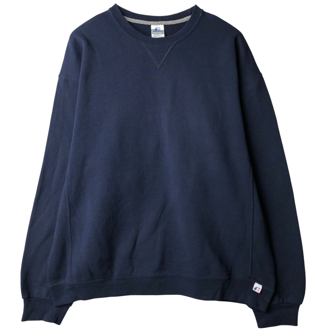 2000'S - Russell plain blank sweatshirt, men's size XXL cotton Navy blue Vintage Second Hand