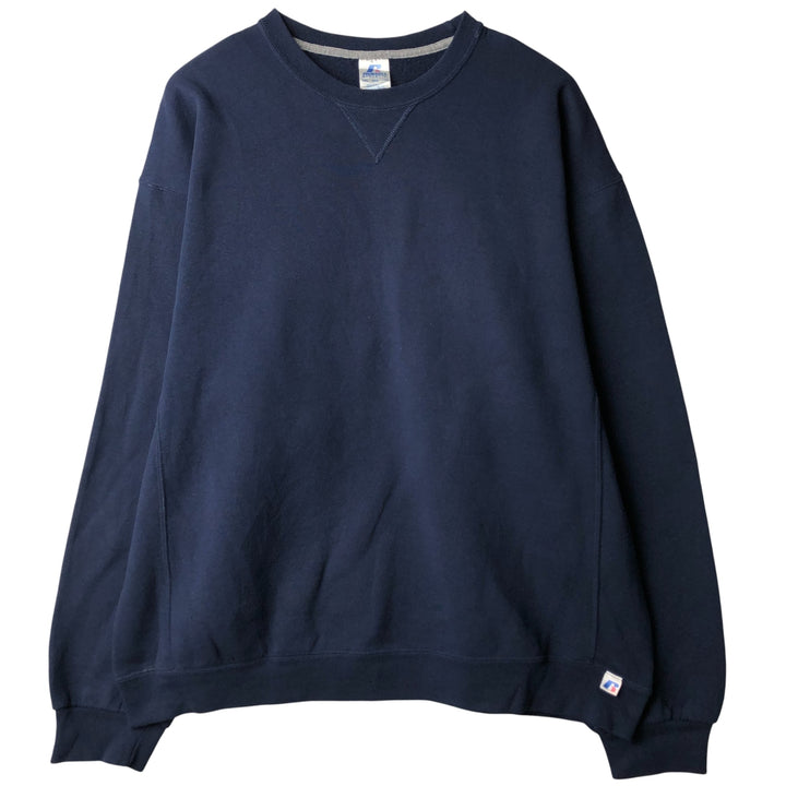 2000'S - Russell plain blank sweatshirt, men's size XXL cotton Navy blue Vintage Second Hand