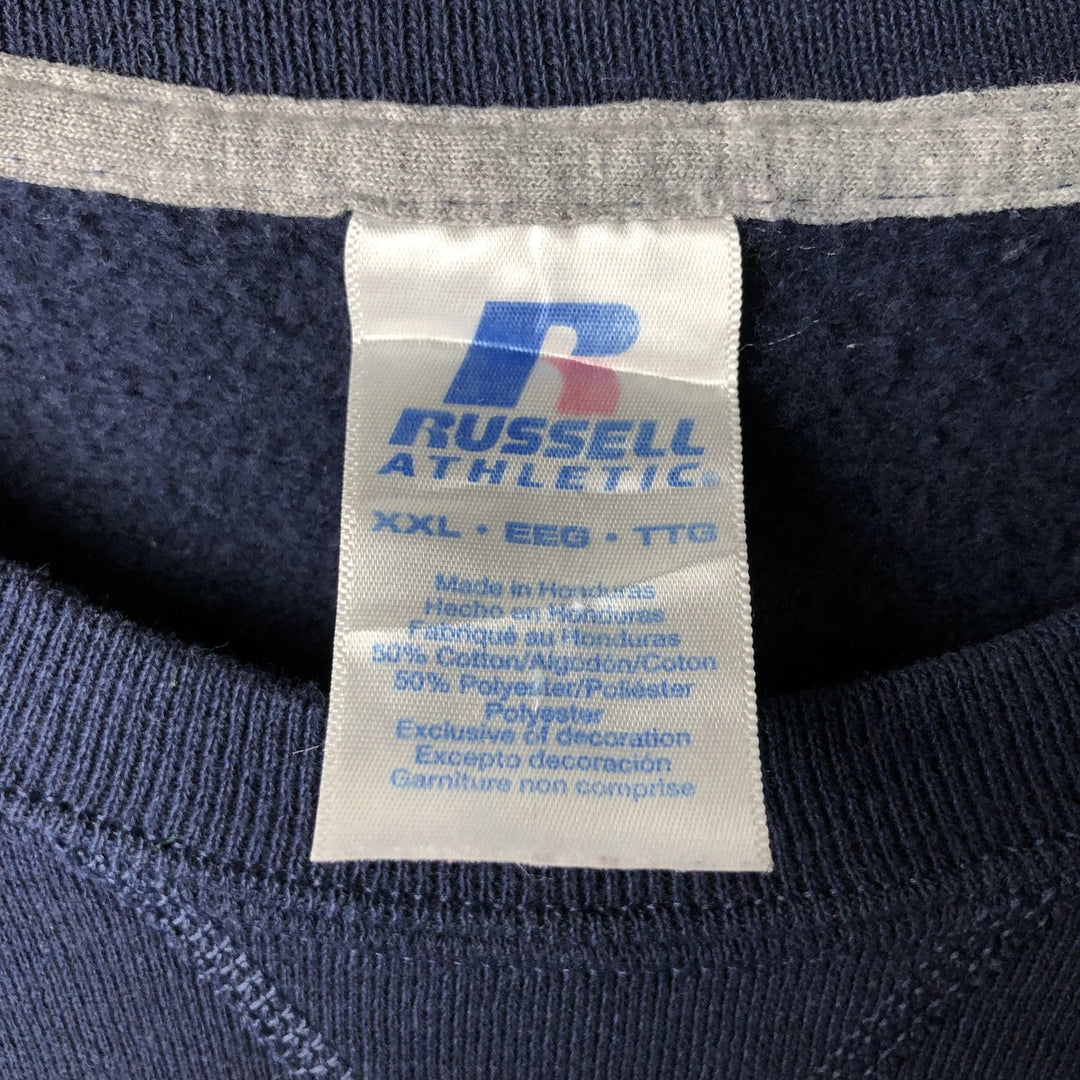 2000'S - Russell plain blank sweatshirt, men's size XXL cotton Navy blue Vintage Second Hand