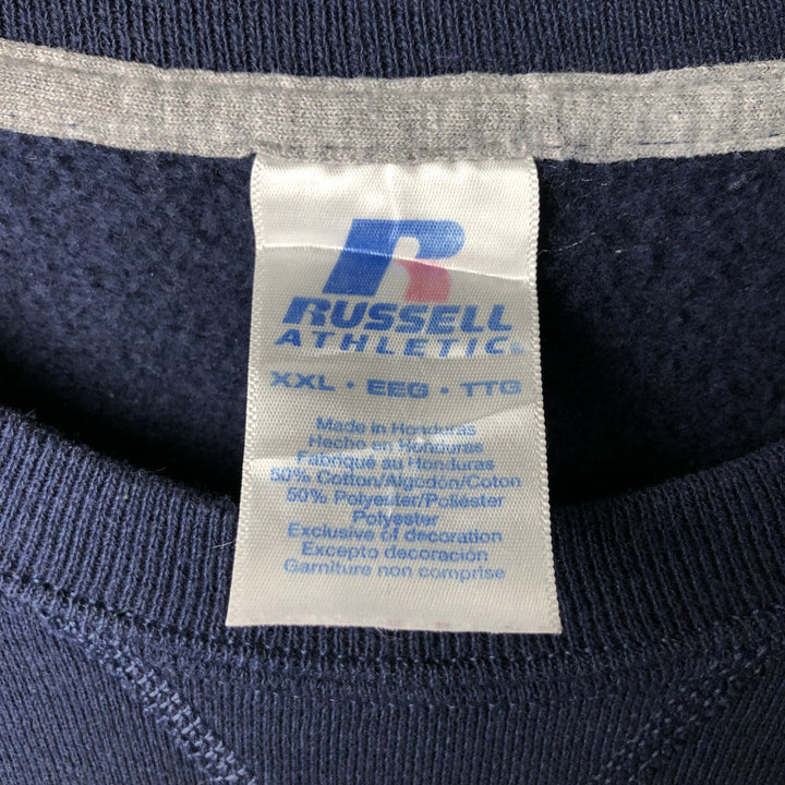 2000'S - Russell plain blank sweatshirt, men's size XXL cotton Navy blue Vintage Second Hand