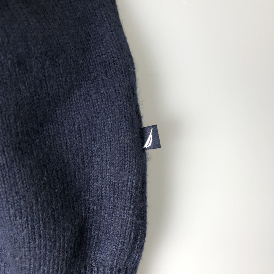 NAUTICA HIGHLAND YARN All-Over Print Cashmere Blend V-Neck Knit Vest, Men's Size XL Nylon navy blue type Vintage Second Hand