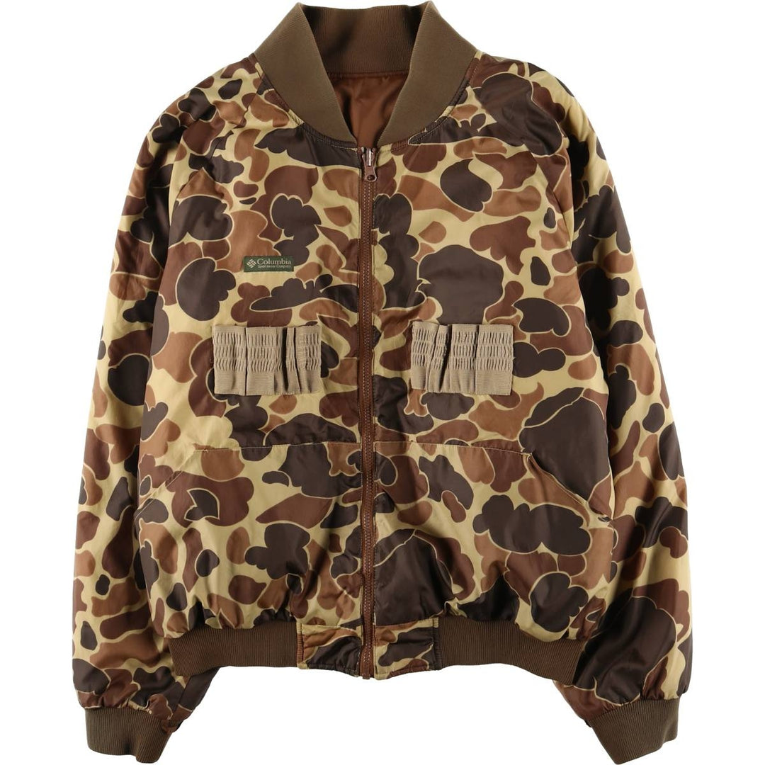 90'S Columbia White Tag Camouflage Pattern Reversible Padded Puffer Jacket, Men's Size L, Vintage Nylon Khaki type Vintage Second Hand