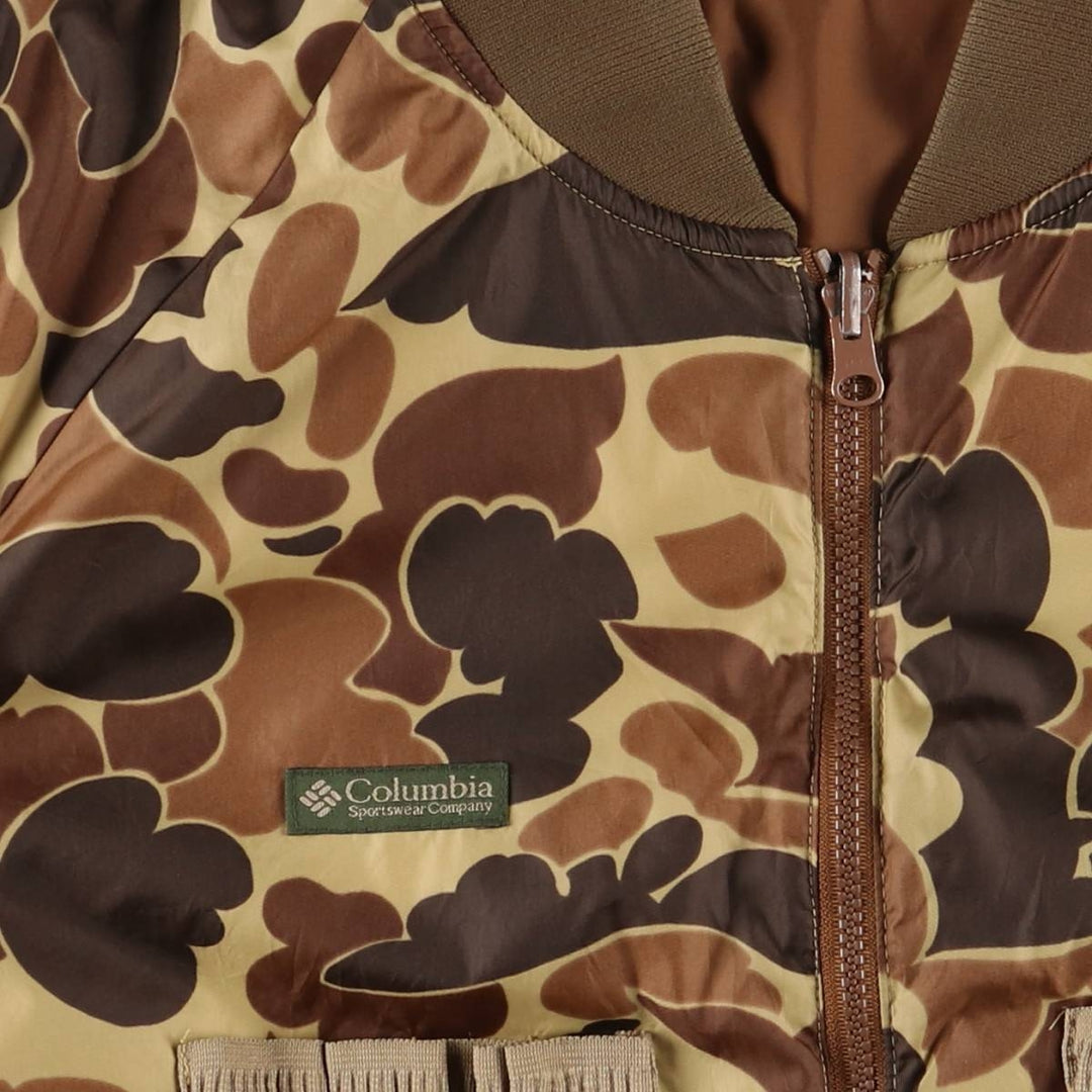 90'S Columbia White Tag Camouflage Pattern Reversible Padded Puffer Jacket, Men's Size L, Vintage Nylon Khaki type Vintage Second Hand