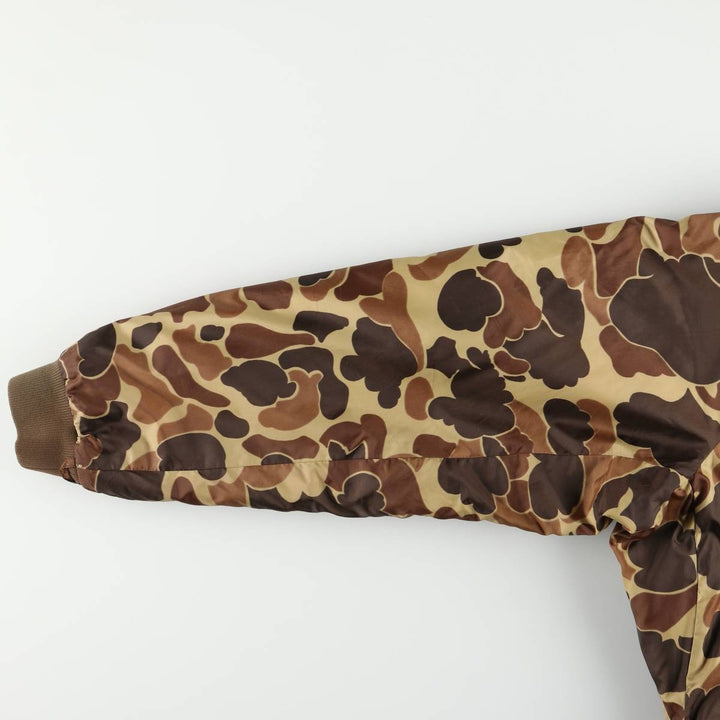 90'S Columbia White Tag Camouflage Pattern Reversible Padded Puffer Jacket, Men's Size L, Vintage Nylon Khaki type Vintage Second Hand