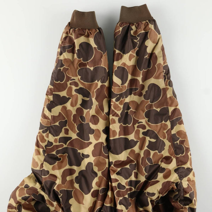 90'S Columbia White Tag Camouflage Pattern Reversible Padded Puffer Jacket, Men's Size L, Vintage Nylon Khaki type Vintage Second Hand