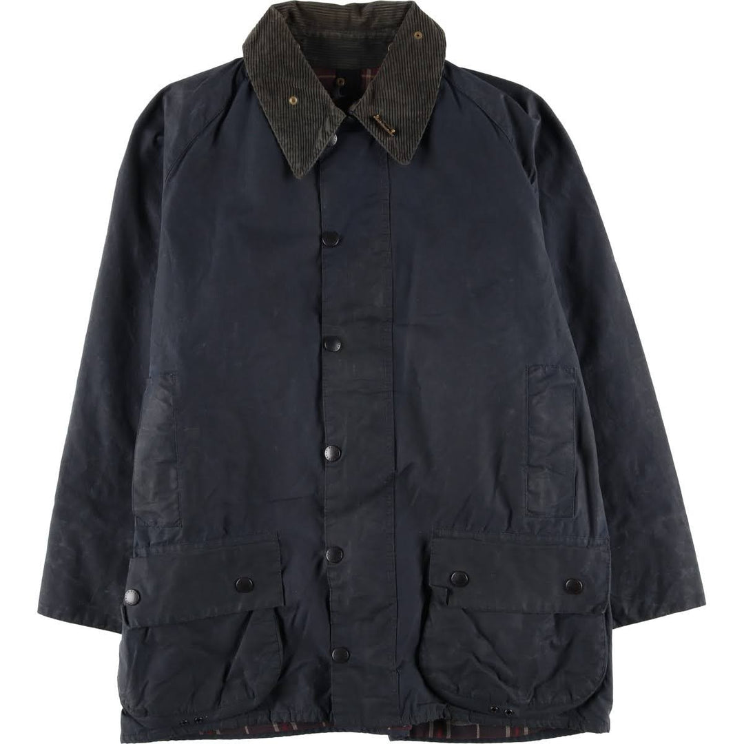 1990'S Barbour Beaufort 3-Warrant Badged Oiled Hunting Jacket, Made in the UK, C42, Men's Size L cotton navy blue type Vintage Second Hand