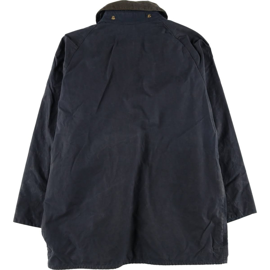 1990'S Barbour Beaufort 3-Warrant Badged Oiled Hunting Jacket, Made in the UK, C42, Men's Size L cotton navy blue type Vintage Second Hand