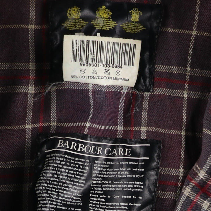 1990'S Barbour Beaufort 3-Warrant Badged Oiled Hunting Jacket, Made in the UK, C42, Men's Size L cotton navy blue type Vintage Second Hand