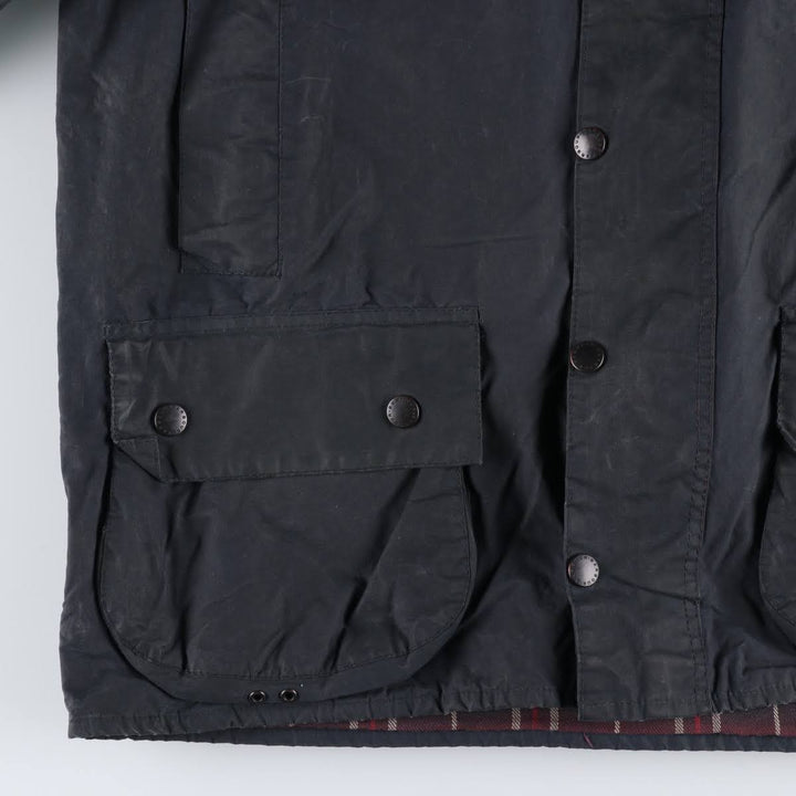 1990'S Barbour Beaufort 3-Warrant Badged Oiled Hunting Jacket, Made in the UK, C42, Men's Size L cotton navy blue type Vintage Second Hand