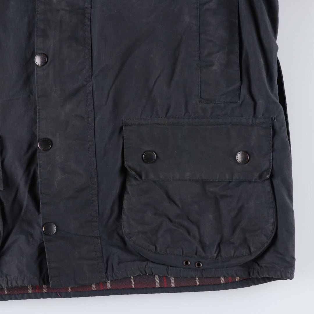 1990'S Barbour Beaufort 3-Warrant Badged Oiled Hunting Jacket, Made in the UK, C42, Men's Size L cotton navy blue type Vintage Second Hand