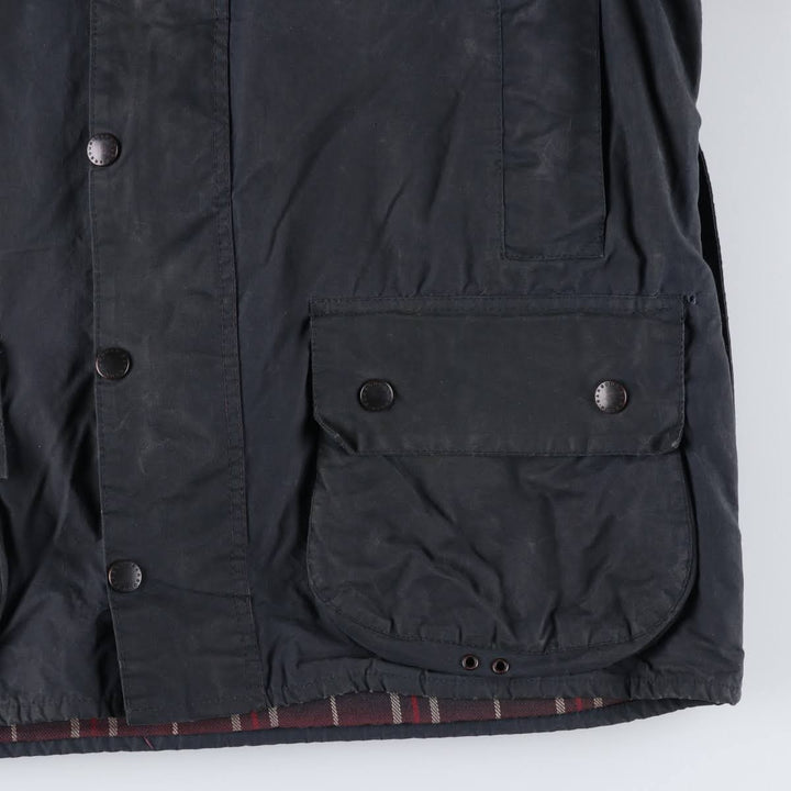 1990'S Barbour Beaufort 3-Warrant Badged Oiled Hunting Jacket, Made in the UK, C42, Men's Size L cotton navy blue type Vintage Second Hand