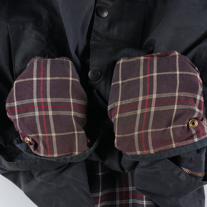 1990'S Barbour Beaufort 3-Warrant Badged Oiled Hunting Jacket, Made in the UK, C42, Men's Size L cotton navy blue type Vintage Second Hand
