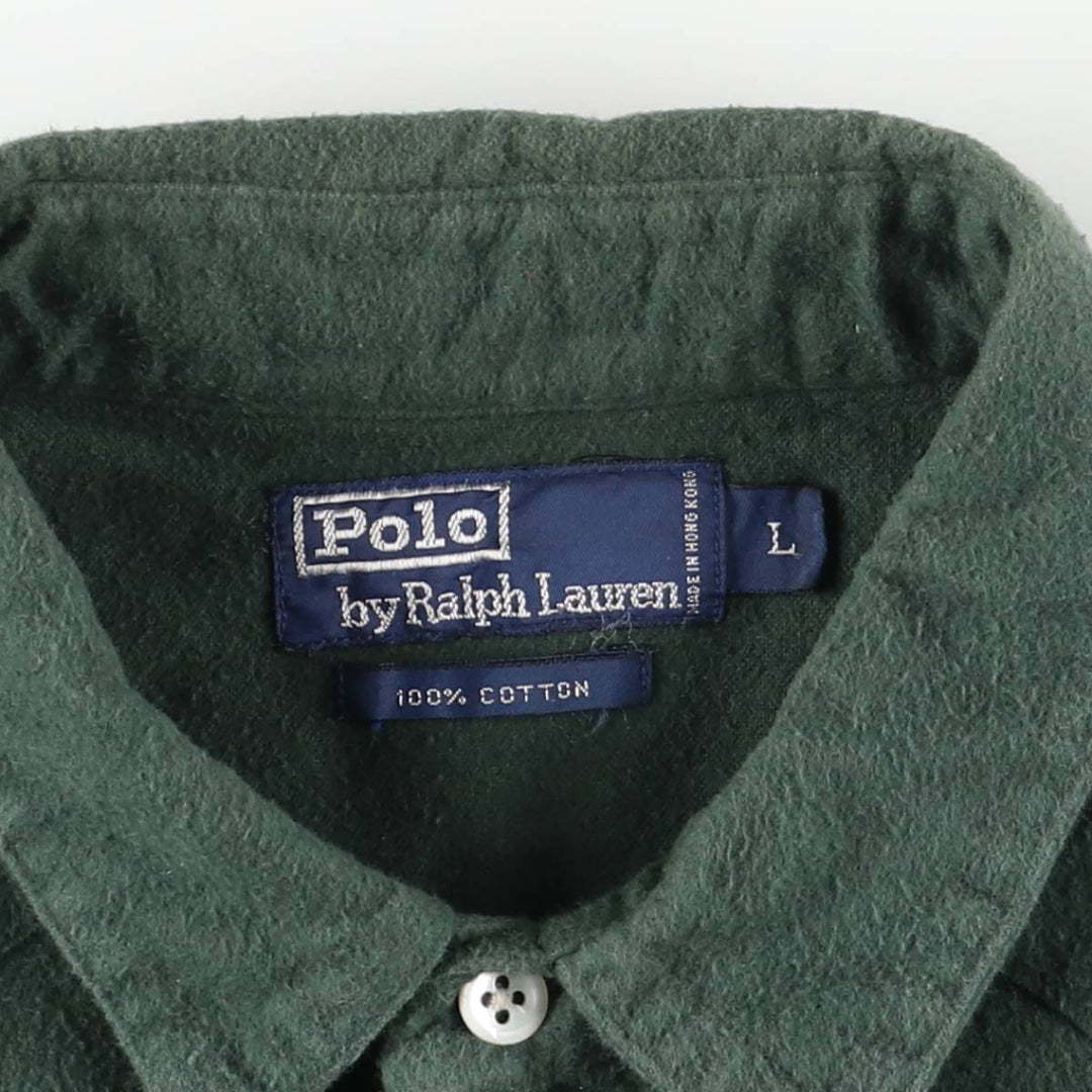 Ralph Lauren POLO by Ralph Lauren Western Long Sleeve Chamois Cloth Shirt, Men's Size L cotton green type Vintage Second Hand