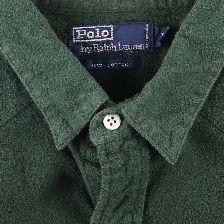 Ralph Lauren POLO by Ralph Lauren Western Long Sleeve Chamois Cloth Shirt, Men's Size L cotton green type Vintage Second Hand