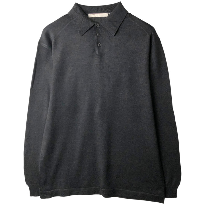 Perry Ellis Polo Knit Sweater, Men's XL cotton black type Vintage Second Hand