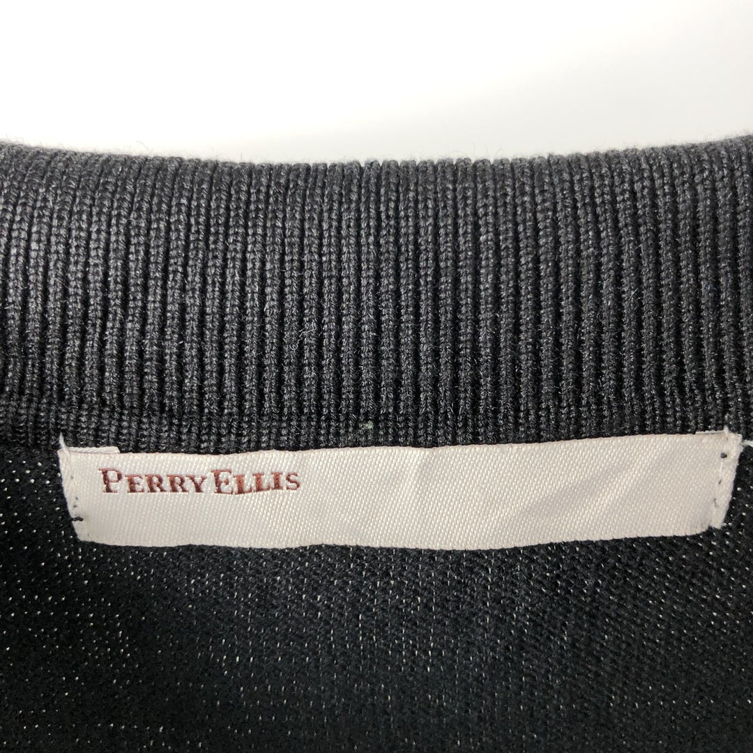 Perry Ellis Polo Knit Sweater, Men's XL cotton black type Vintage Second Hand