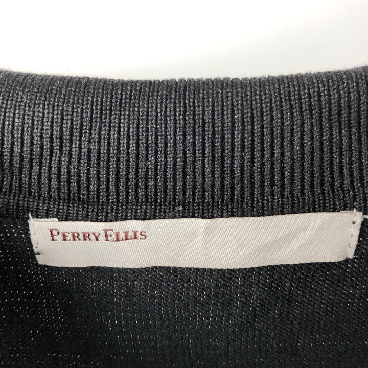 Perry Ellis Polo Knit Sweater, Men's XL cotton black type Vintage Second Hand