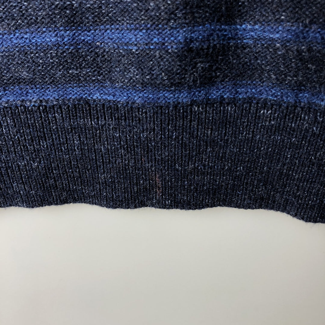 Vintage LL Bean 90s-00'S Striped Cotton Knit Half-Zip Sweater, Men's Size Medium cotton navy blue type Vintage Second Hand