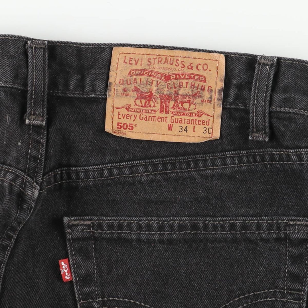 90'S Levi's 505 Regular Fit Straight Leg Black Denim Tapered Denim Pants, Made in Canada, Men's Size W34 cotton black type Vintage Second Hand