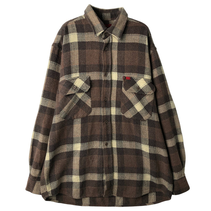 Lee Cooper long-sleeved flannel check shirt, men's size M cotton brown type Vintage Second Hand