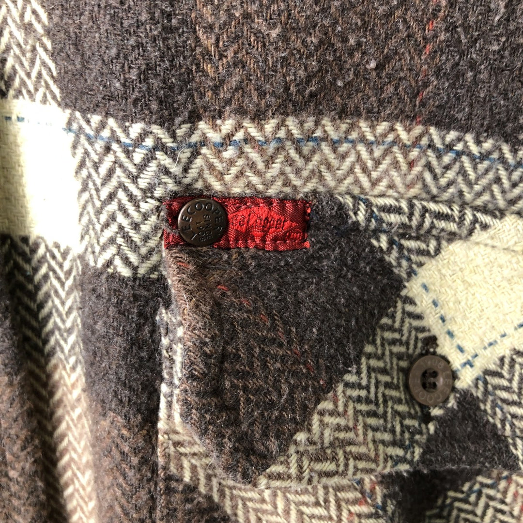 Lee Cooper long-sleeved flannel check shirt, men's size M cotton brown type Vintage Second Hand