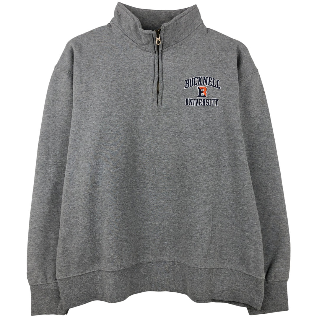 Jansport College Half-Zip Sweatshirt, Men's Size L cotton gray type Vintage Second Hand