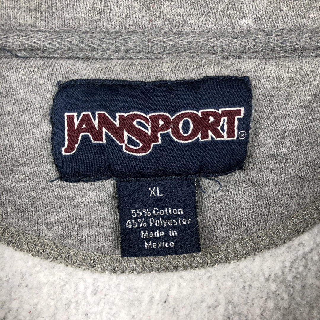 Jansport College Half-Zip Sweatshirt, Men's Size L cotton gray type Vintage Second Hand