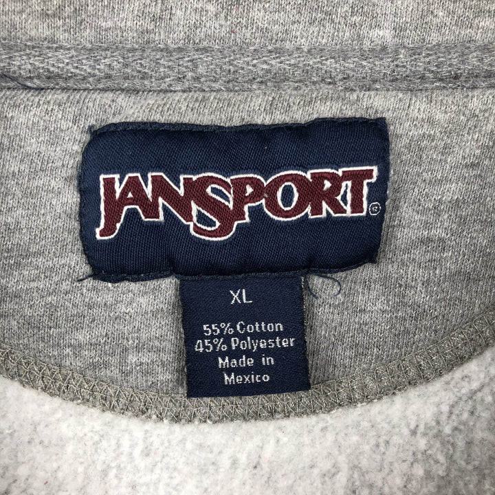 Jansport College Half-Zip Sweatshirt, Men's Size L cotton gray type Vintage Second Hand